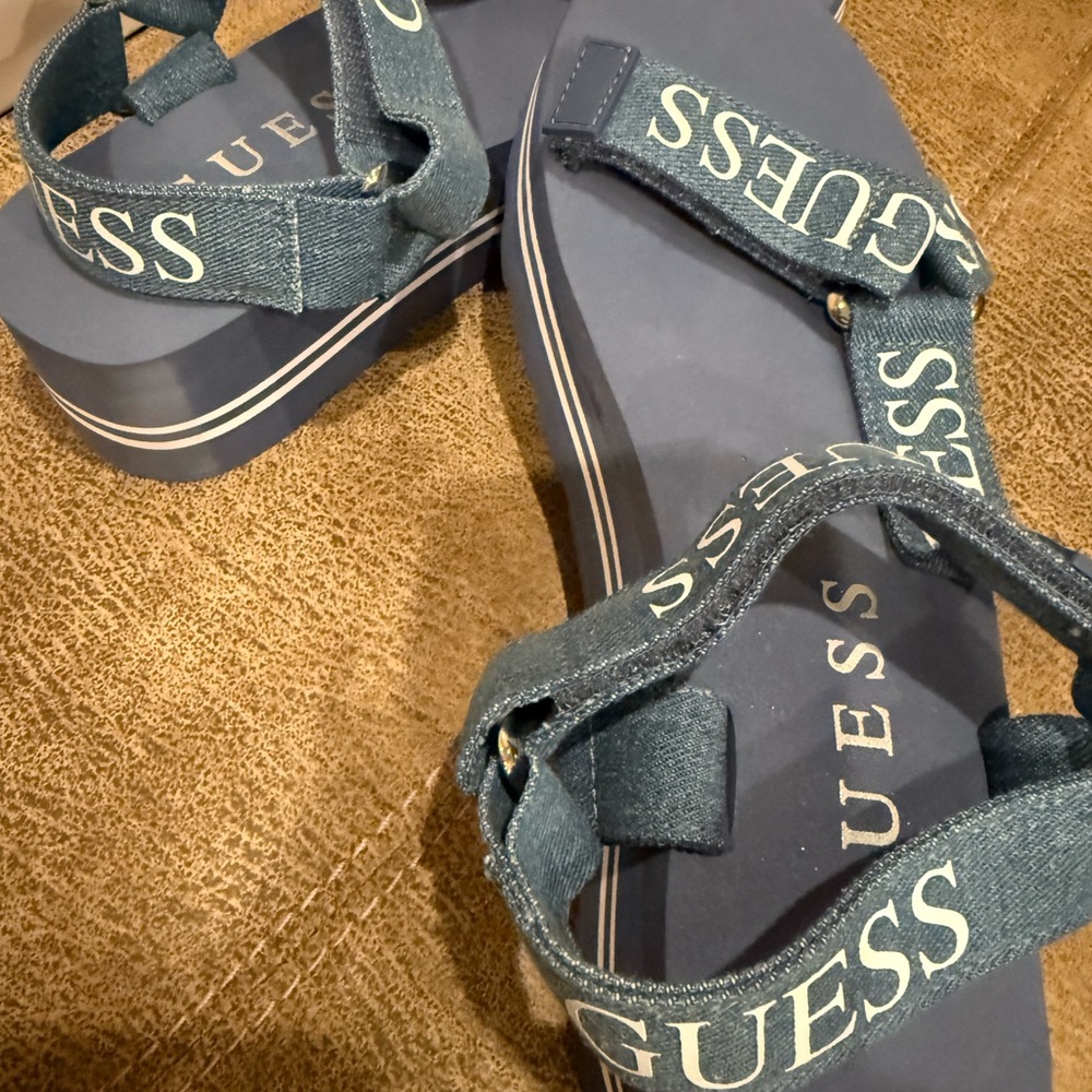 Guess Denim Blue Platform Sandals